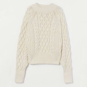 H&M Cable Knit Mockneck Pullover Sweater